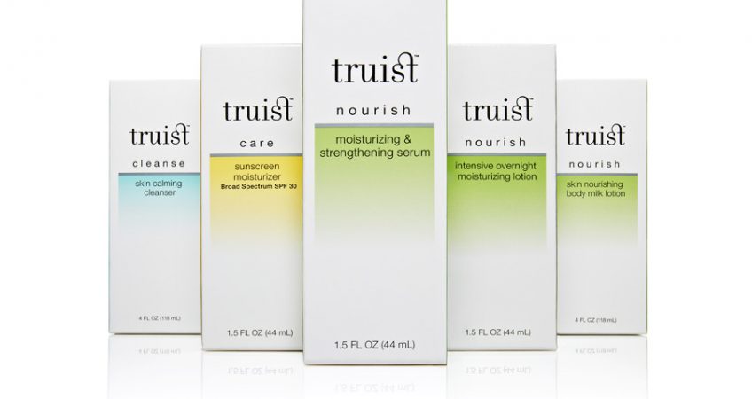 Brand identity and packaging for women’s beauty line Truist.