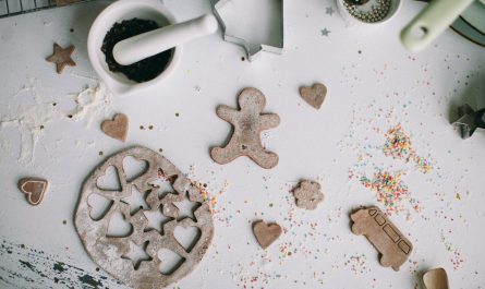 gingerbread cardboard decor on white surface