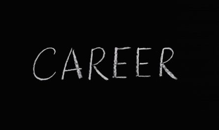 career lettering text on black background